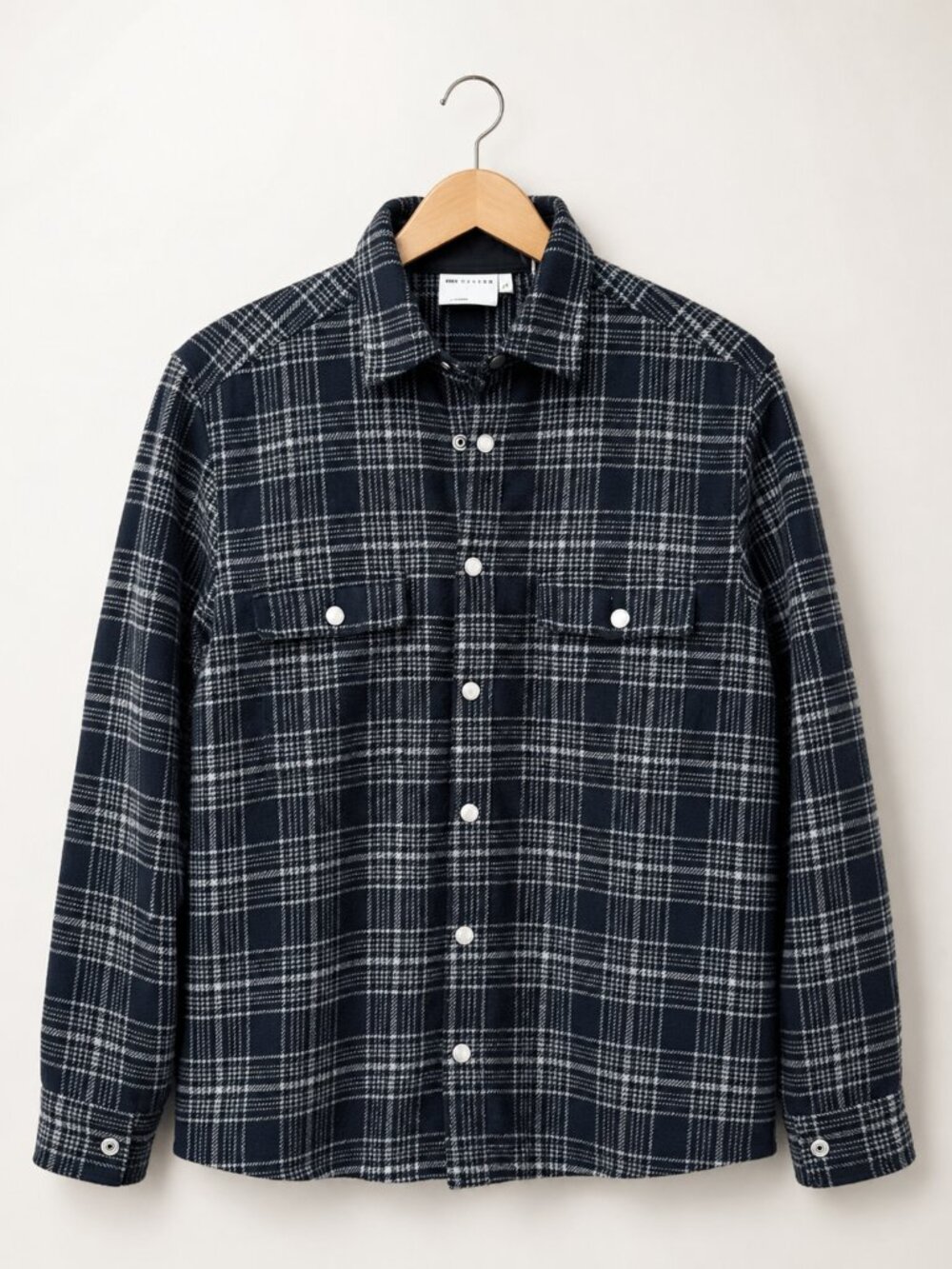ASOS DESIGN Heavyweight Shirt Snap Enclosure Wool Mix size Large